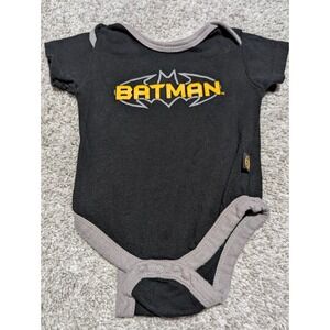 Baby Batman Logo Black Gray Ringer Onesie 3 6 Months Cotton DC Comics